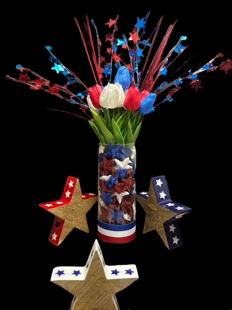 Patriotic Red, White & Blue Fireworks Vase