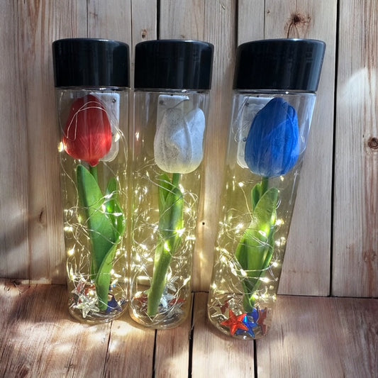 Red, White,Blue Tulips with Lights